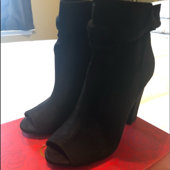 Black Suede Chunky Bootie - Picture 5 of 6